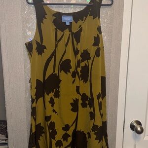 Simply Vera by Vera Wang Women's Sleeveless Green Brown Shift Dress SIZE 12
